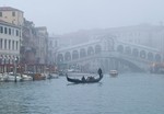 VENICE, ITALY - NOVEMBER 19:  A gondolier sail...