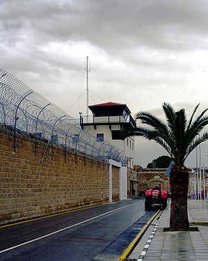 View of the Central prison of Nicosia. Wall wi...