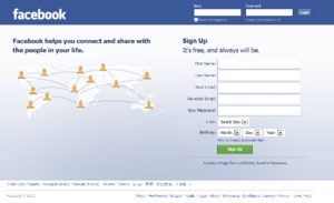 Facebook's homepage features a login form on t...