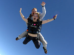 Tandem in freefall over Chicagoland Skydiving ...