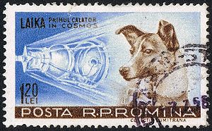 Laika, dog launched into space on stamp from R...