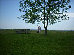 senior couple walking