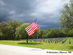 American Flag in Sun at Florida National Cemetery